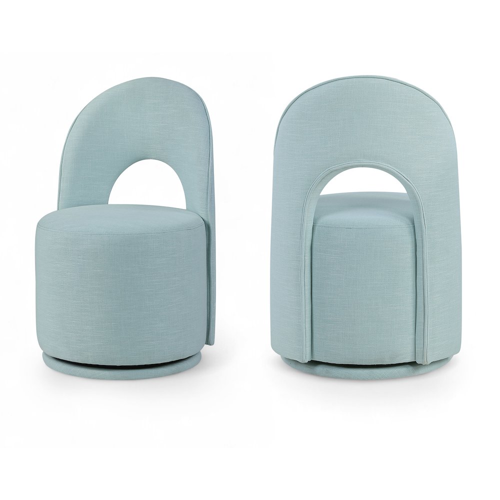 Light Blue Linen Textured Performance Fabric Upholstered Dining Chair, Set of 2