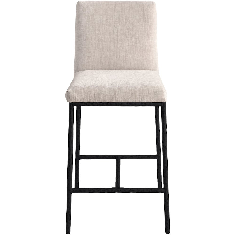 Reeves Beige Chenille Fabric Upholstered Counter Stool, Set of 2