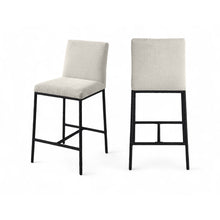 Reeves Cream Chenille Fabric Upholstered Counter Stool, Set of 2