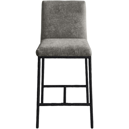 Reeves Grey Chenille Fabric Upholstered Counter Stool, Set of 2