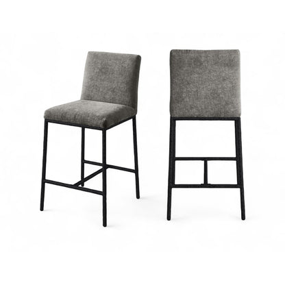 Reeves Grey Chenille Fabric Upholstered Counter Stool, Set of 2