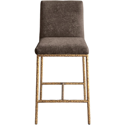 Reeves Brown Chenille Fabric Upholstered Counter Stool, Set of 2
