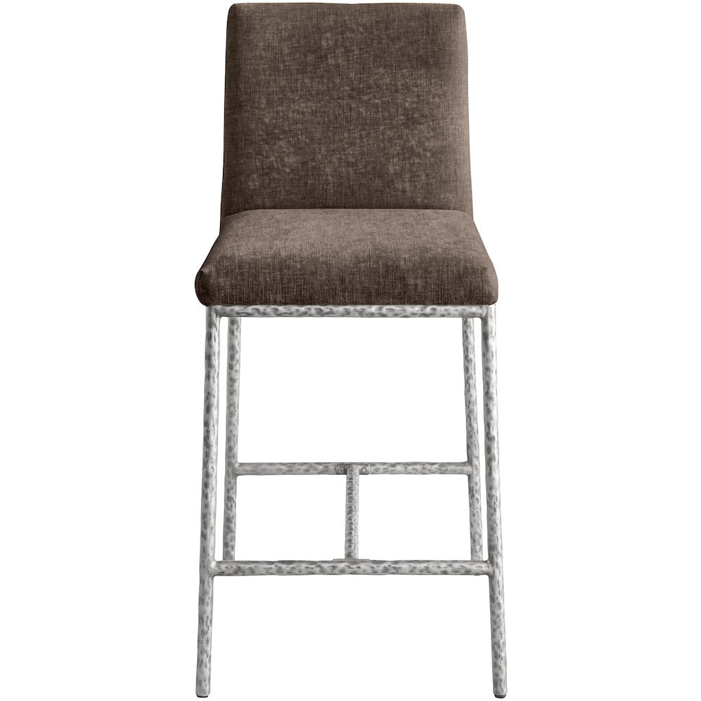 Reeves Brown Chenille Fabric Upholstered Counter Stool, Set of 2