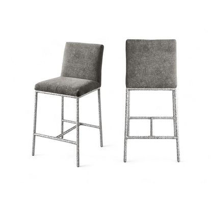 Reeves Grey Chenille Fabric Upholstered Counter Stool, Set of 2