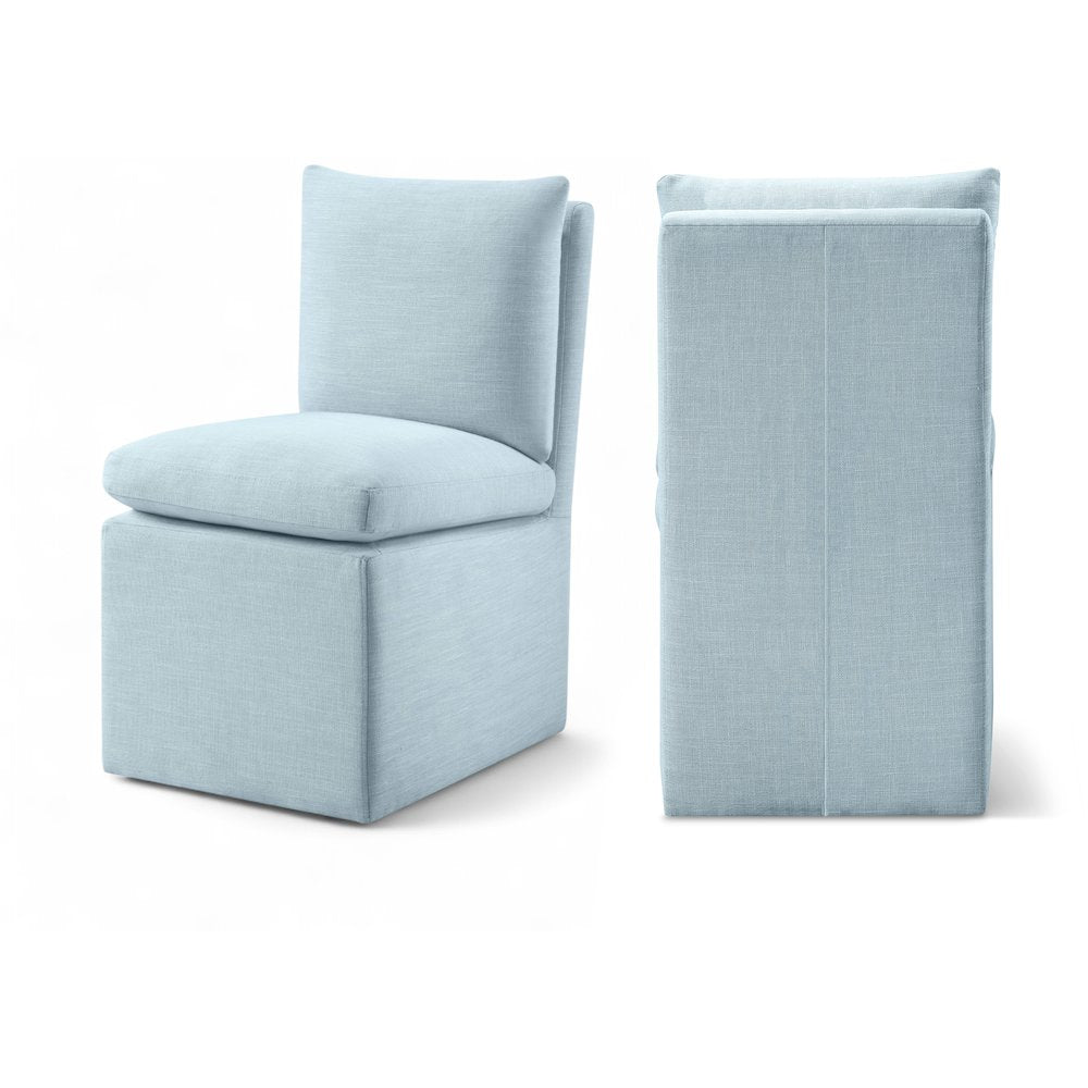 Nelori Light Blue Linen Textured Performance Fabric Dining Chair, Set of 2