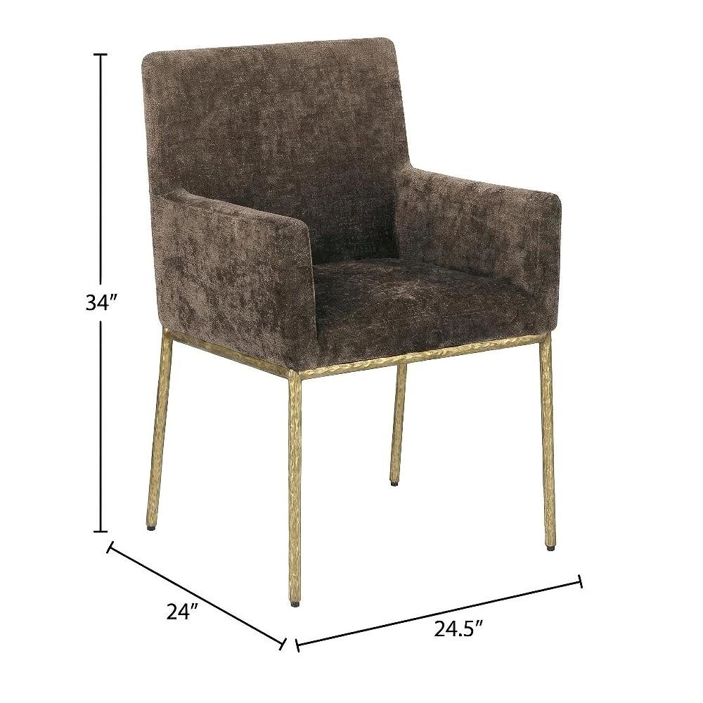 Brushed Brass Dining Chairs Set of 2 - Chenille Fabric and Contemporary Design