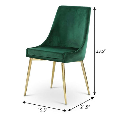 Gold Velvet Dining Chairs Set of 2 with Cushioned Seat and Contemporary Design