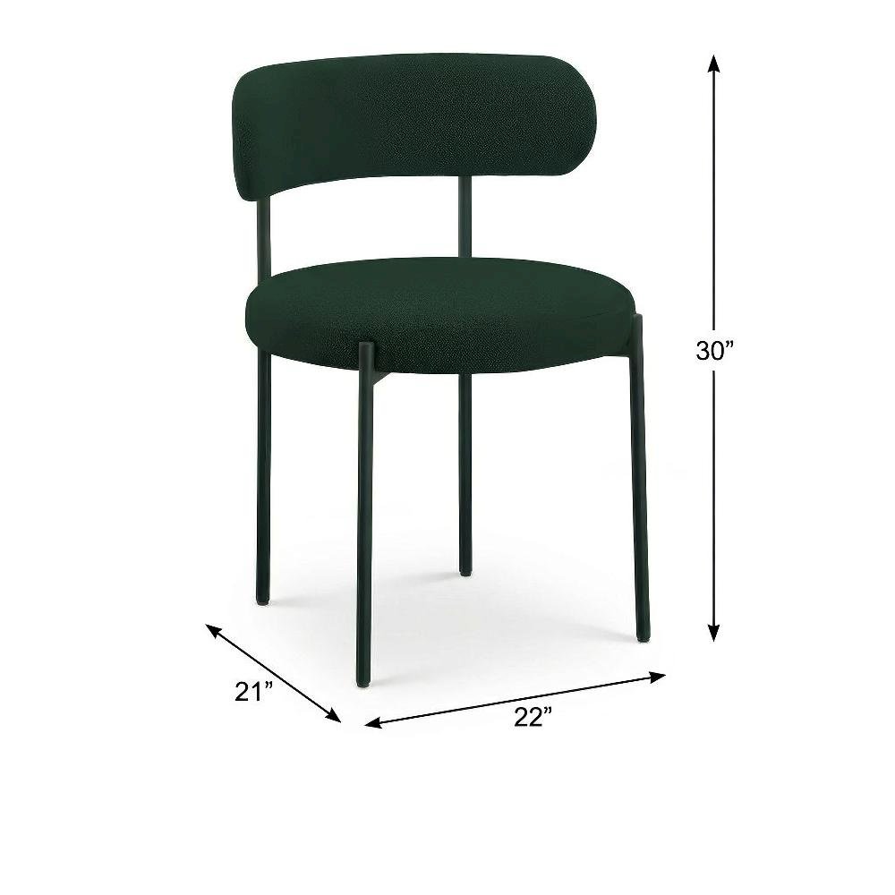 Matte Black Boucle Fabric Dining Chairs Set of 2 with Contemporary Design