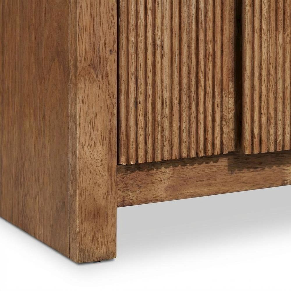 Walnut Nightstand with Art Deco Style and Interior Drawer Storage