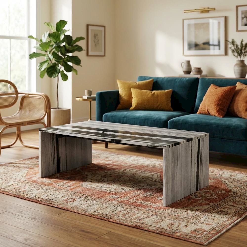 Contemporary Marble Coffee Table with Durable Panda Finish
