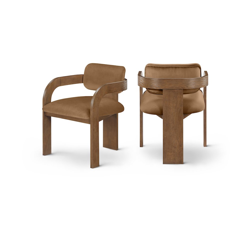 Cedra Saddle Velvet Performance Fabric Upholstered Dining Chair, Set of 2