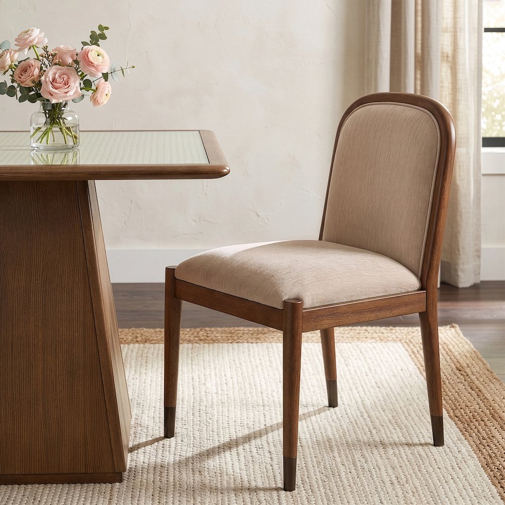 Cambria Beige Fabric Upholstered Dining Side Chair