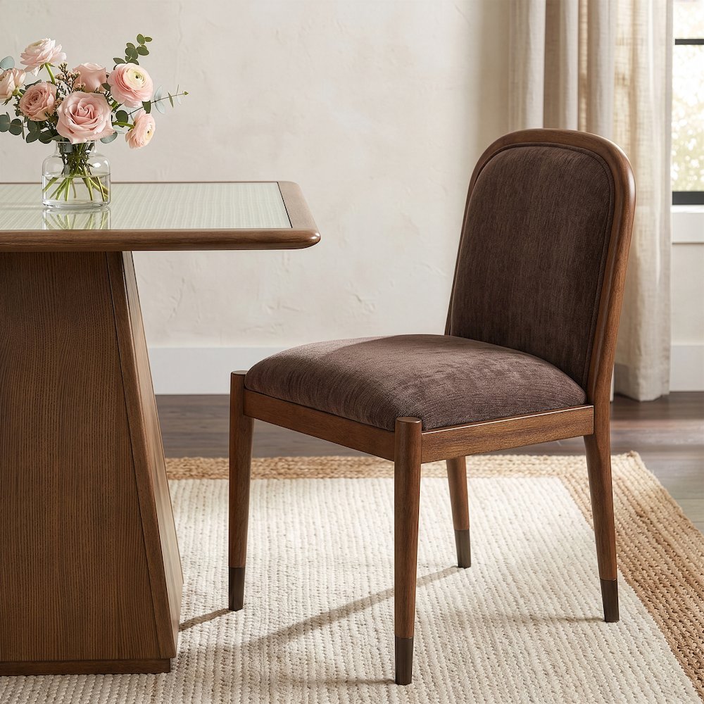 Cambria Brown Fabric Upholstered Dining Side Chair