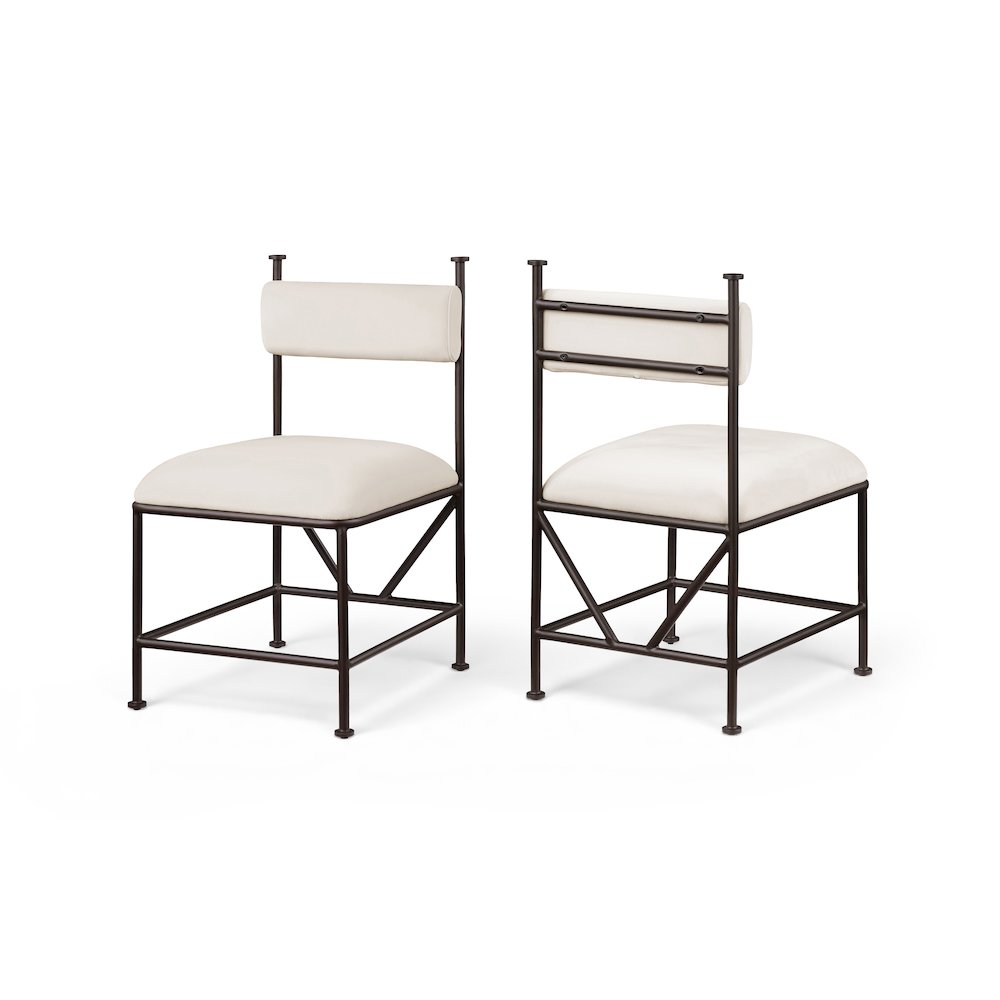 Monarch Cream Velvet Performance Fabric Upholstered Dining Chair, Set of 2