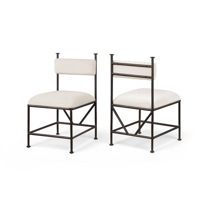 Monarch Cream Velvet Performance Fabric Upholstered Dining Chair, Set of 2