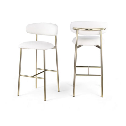 Lupita White Vegan Leather Upholstered Bar Stool, Set of 2
