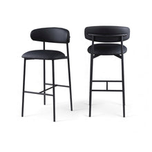 Lupita Black Vegan Leather Upholstered Bar Stool, Set of 2