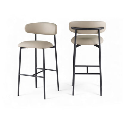 Lupita Taupe Vegan Leather Upholstered Bar Stool, Set of 2