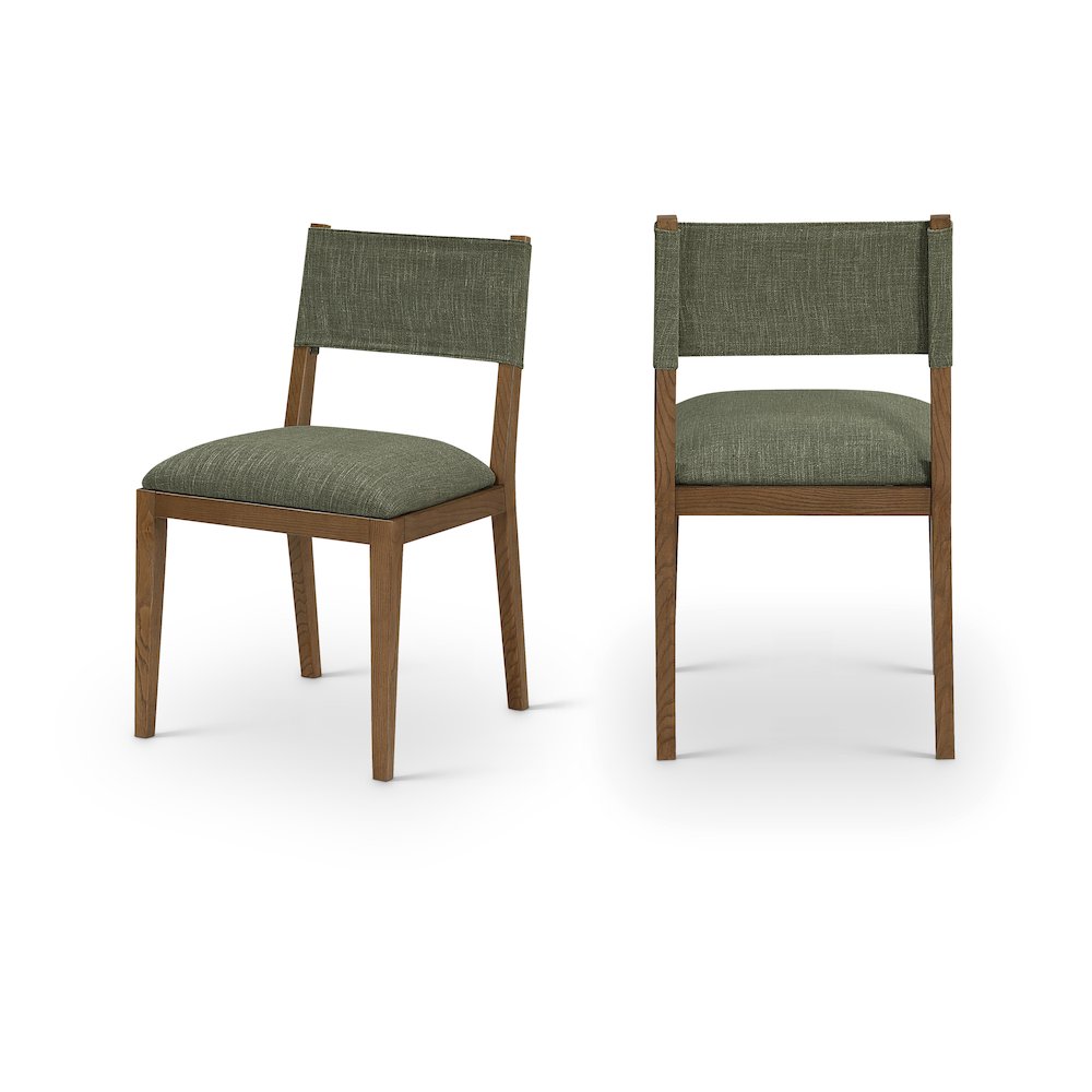 Avon Olive Linen Textured Fabric Dining Side Chair, Set of 2