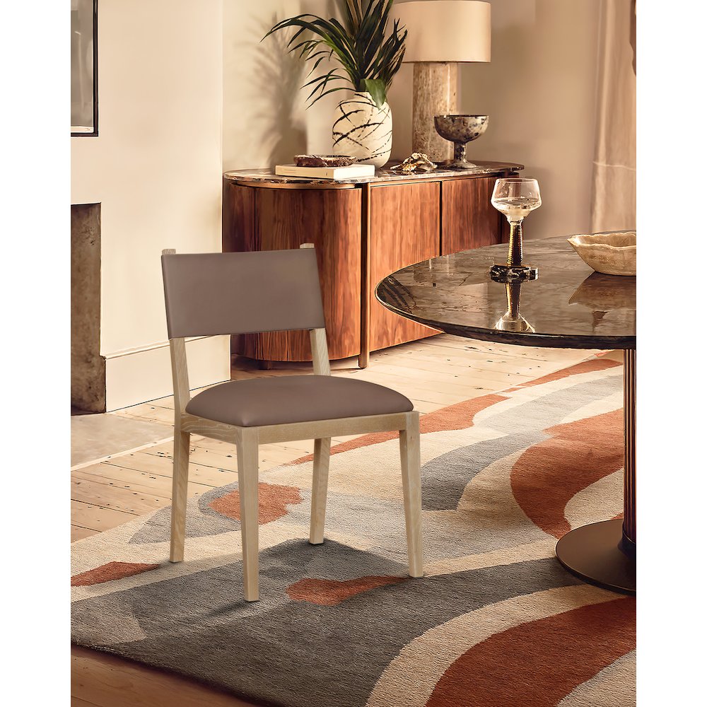 Avon Brown Vegan Leather Dining Side Chair, Set of 2
