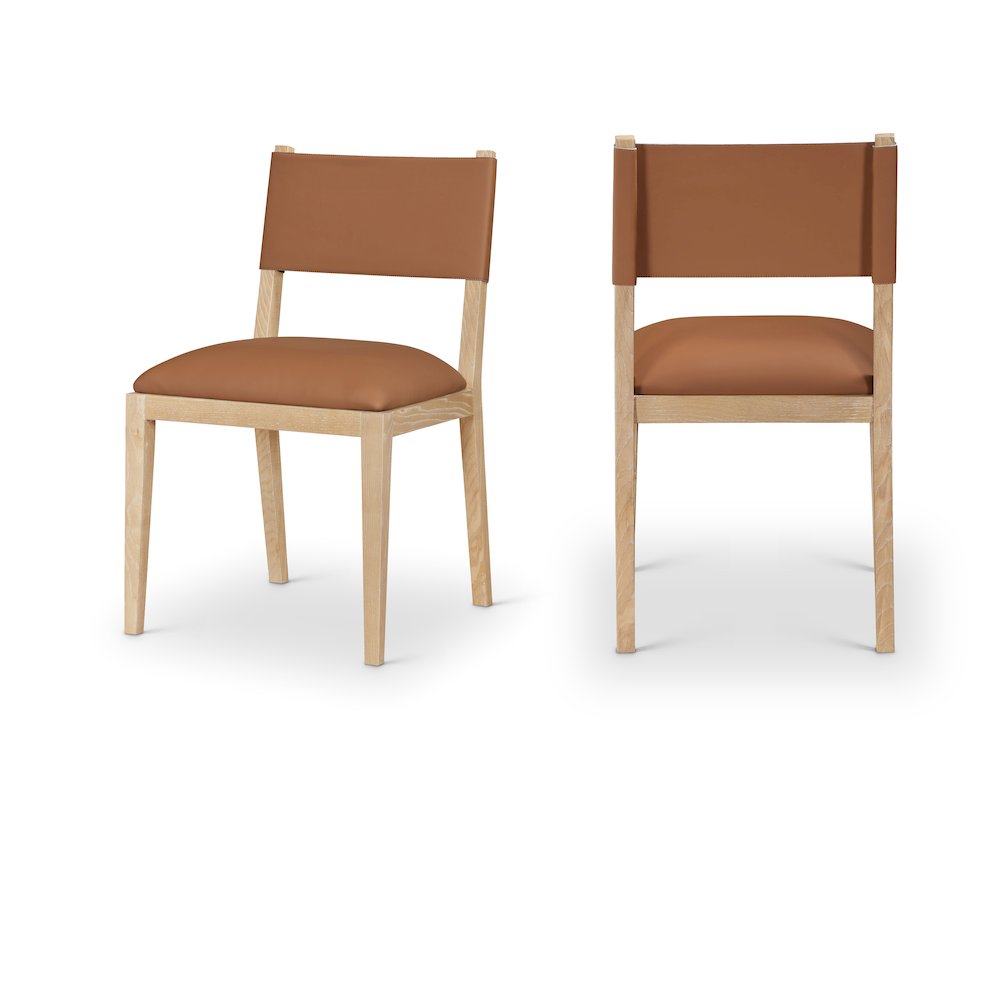 Avon Cognac Vegan Leather Dining Side Chair, Set of 2
