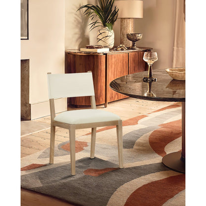 Avon Cream Vegan Leather Dining Side Chair, Set of 2
