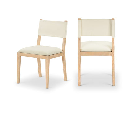 Avon Cream Vegan Leather Dining Side Chair, Set of 2