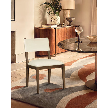 Avon Cream Vegan Leather Dining Side Chair, Set of 2