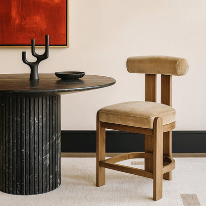 Arienzo Beige Velvet Performance Fabric Upholstered Counter Stool, Set of 2