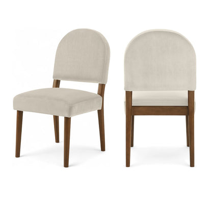 Varinelle Cream Velvet Upholstered Dining Chair, Set of 2