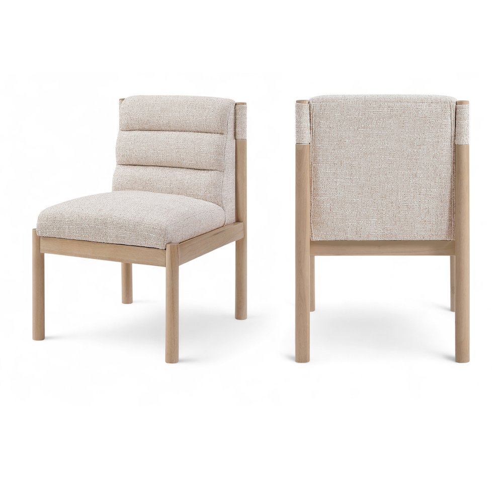Eloura Beige Linen Textured Fabric Upholstered Dining Chair, Set of 2