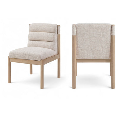 Eloura Beige Linen Textured Fabric Upholstered Dining Chair, Set of 2