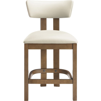Lavrin Cream Vegan Leather Upholstered Counter Stool, Set of 2