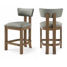 Lavrin Olive Vegan Leather Upholstered Counter Stool, Set of 2