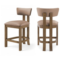 Lavrin Tan Vegan Leather Upholstered Counter Stool, Set of 2
