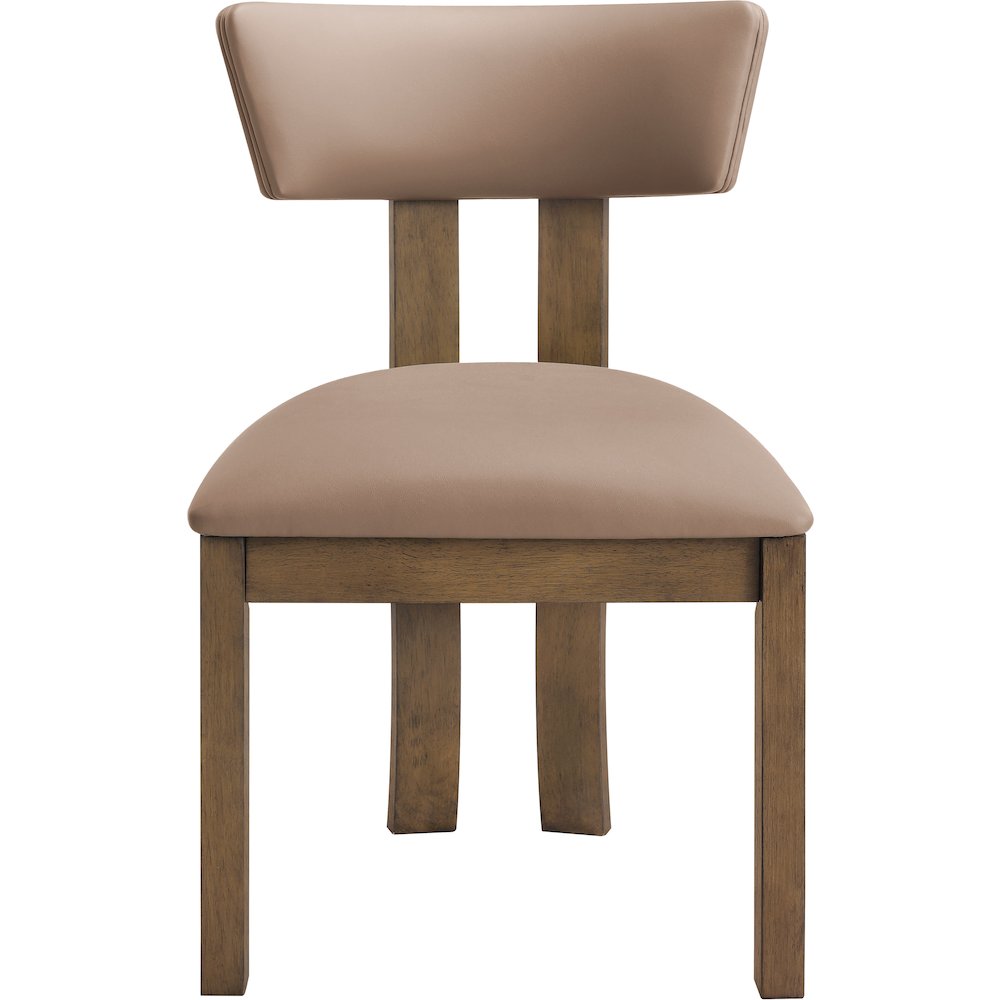 Lavrin Tan Vegan Leather Upholstered Dining Side Chair, Set of 2