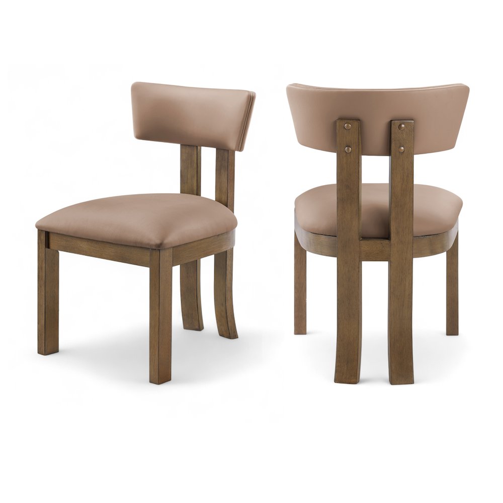 Lavrin Tan Vegan Leather Upholstered Dining Side Chair, Set of 2