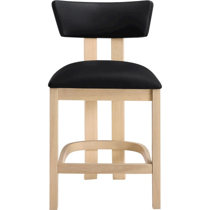 Lavrin Black Vegan Leather Upholstered Counter Stool, Set of 2