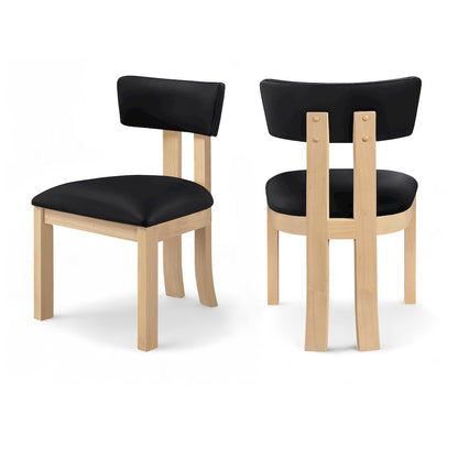 Lavrin Black Vegan Leather Upholstered Dining Side Chair, Set of 2