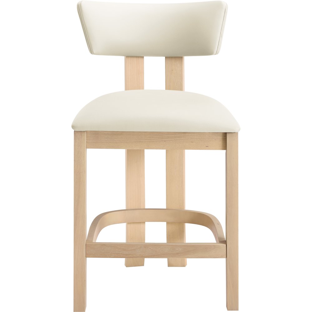 Lavrin Cream Vegan Leather Upholstered Counter Stool, Set of 2