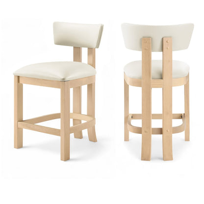 Lavrin Cream Vegan Leather Upholstered Counter Stool, Set of 2