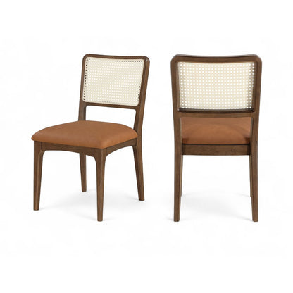 Atrium Cognac Vegan Leather Upholstered Dining Chair, Set of 2