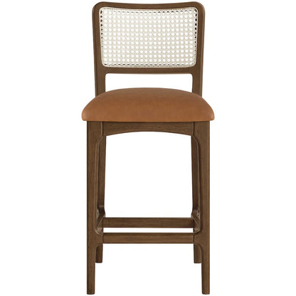 Atrium Cognac Vegan Leather Upholstered Counter Stool, Set of 2