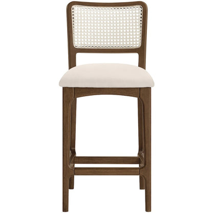 Atrium Cream Vegan Leather Upholstered Counter Stool, Set of 2