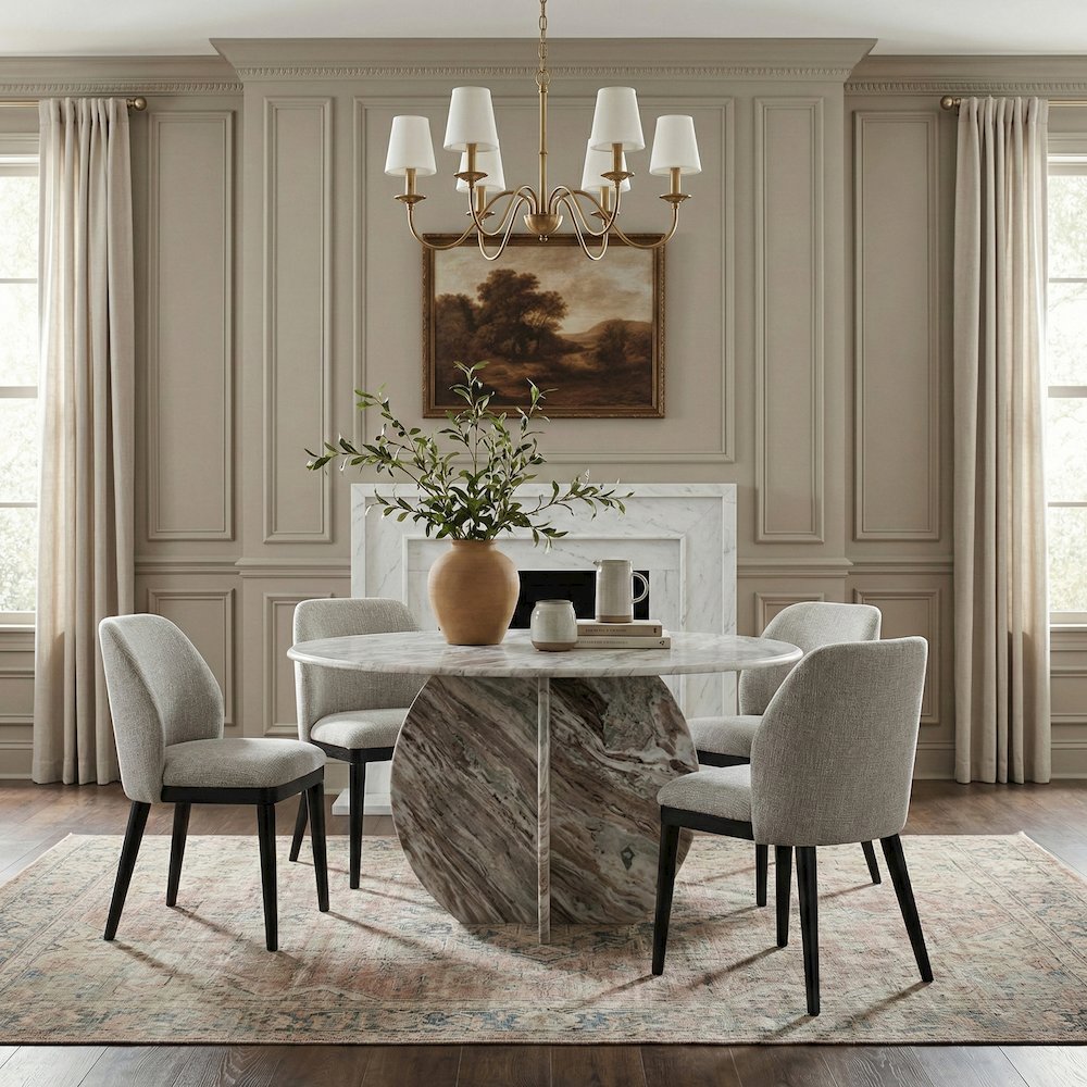 Valeo Grey Linen Textured Fabric Upholstered Dining Chair, Set of 2