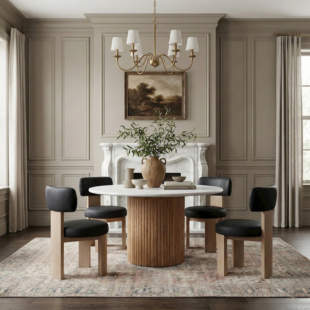 Atelier Black Vegan Leather Upholstered Dining Chair, Set of 2