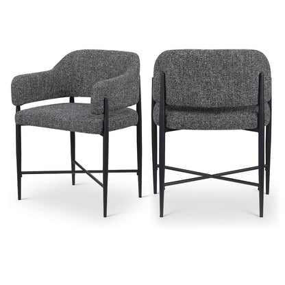 Dame Black Fabric Upholstered Dining Chair, Set of 2