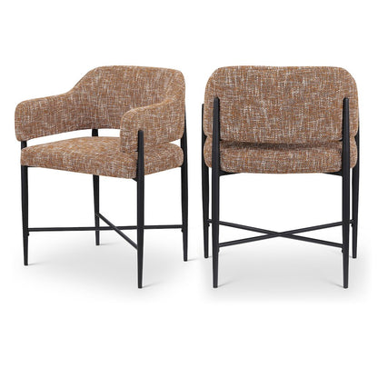 Dame Cognac Fabric Upholstered Dining Chair, Set of 2