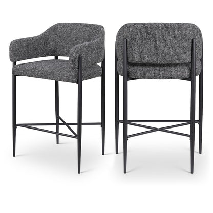 Dame Black Fabric Upholstered Counter Stool, Set of 2