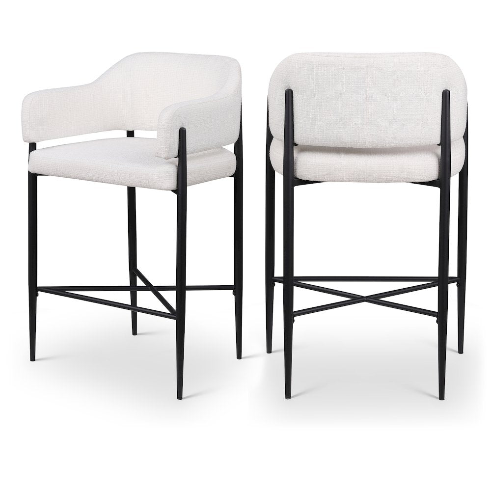 Dame Cream Fabric Upholstered Counter Stool, Set of 2